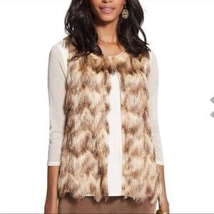 Chico’s Faux Fur Vest in Brown & Cream